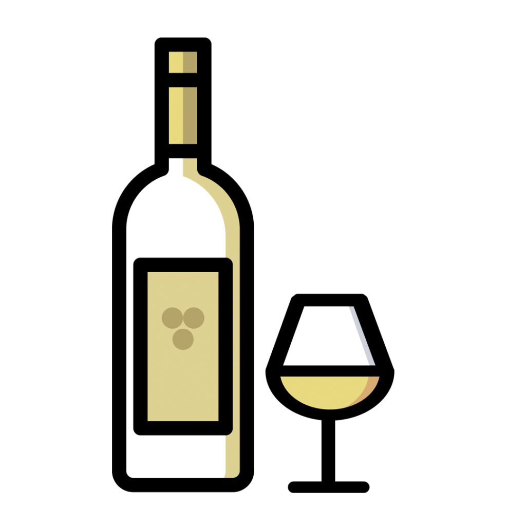 Botella y copa de vino fortificado